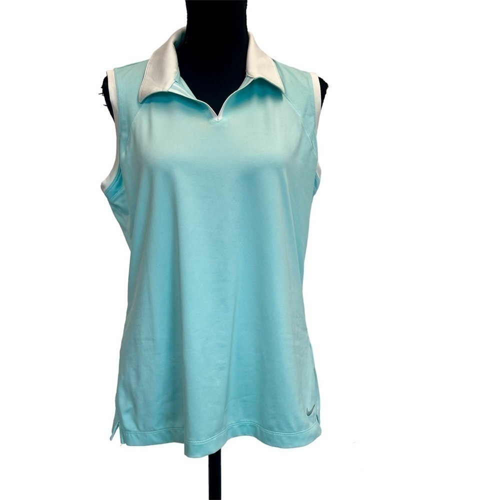 Nike golf tour performance light pastel blue sleeveless polo tank top shirt L